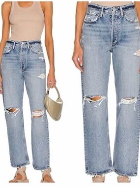 Agolde 90s Mid rise Distressed Jeans 24 straight leg Vintage Minimalist